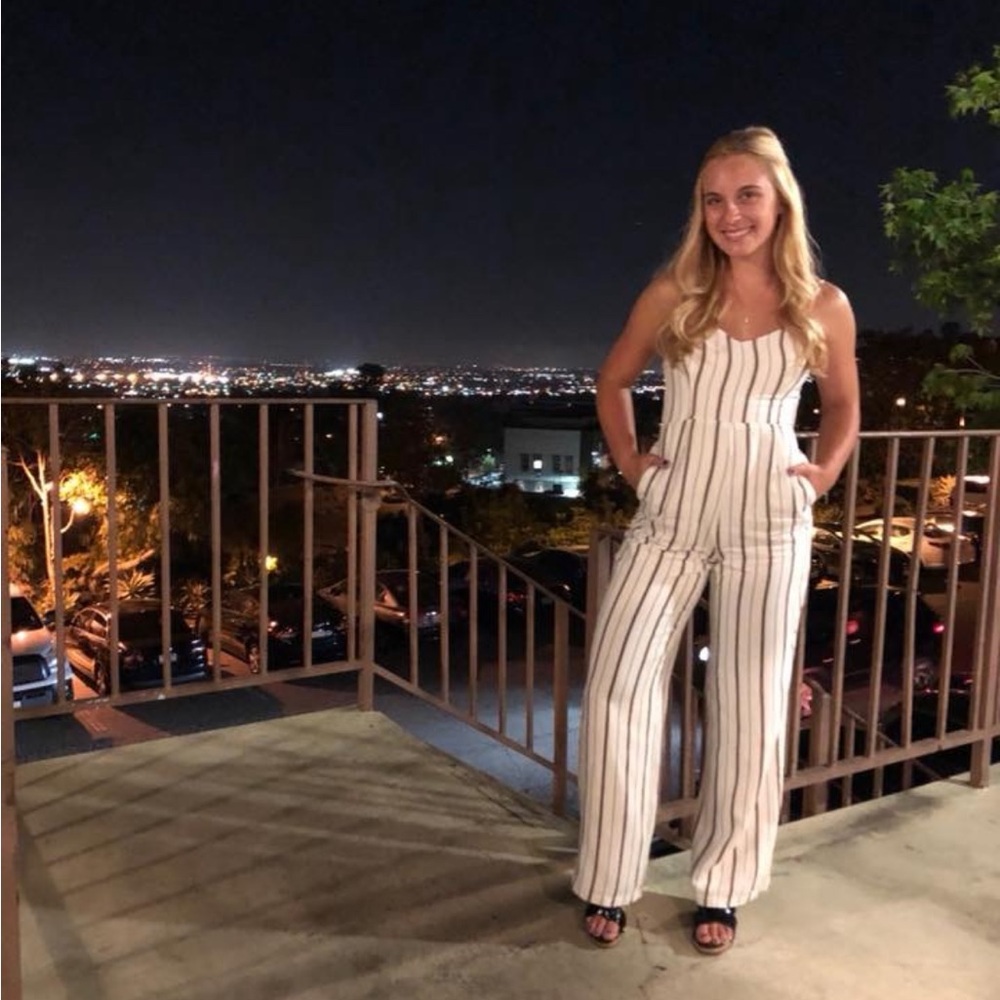 Lulus Striped White Jumpsuit